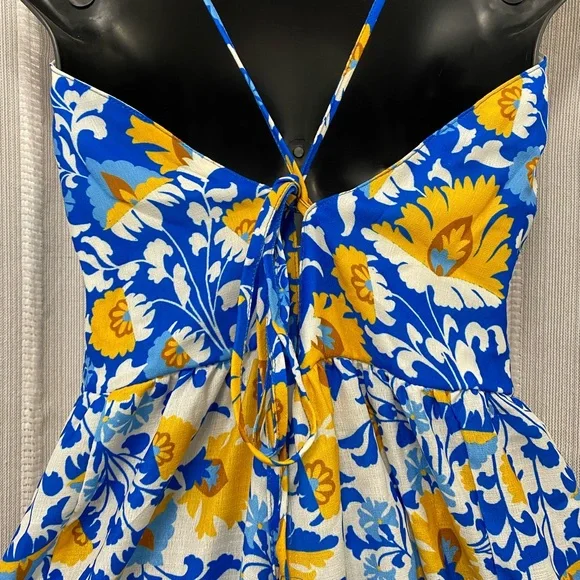 NWT Blue‎ Yellow Floral Sleeveless Halter Sundress Maxi Adjustable 3X (22/24) - Picture 7 of 16